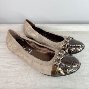 Like New! AGL Monika cap toe ballet toe ballet flat leather snake skin size 38.5